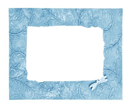 Ceramic photo frame with flower pattern isolated on white background, clipping path.