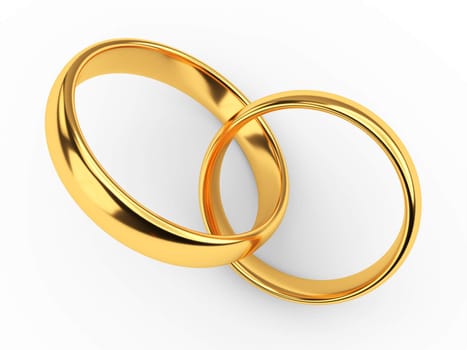 Illustration of two connected gold wedding rings