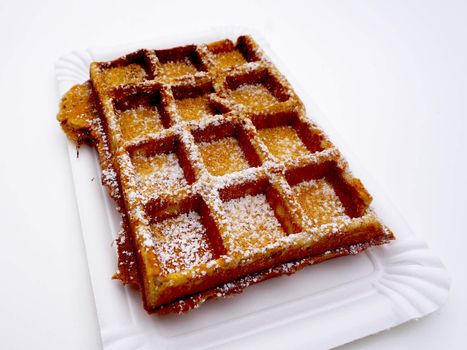 baked waffle with sugar isolated bakery            