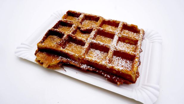 baked waffle with sugar