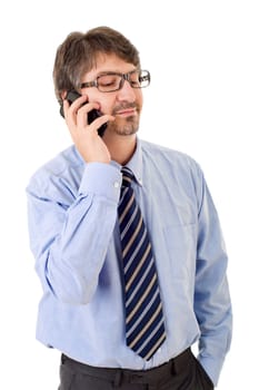 young business man on the phone, isolated