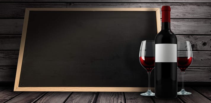 Red wine against blackboard with copy space