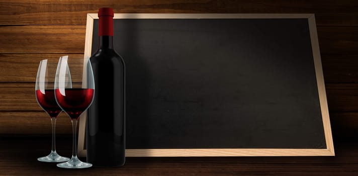 Red wine against blackboard with copy space
