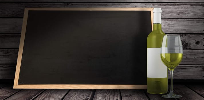 White wine against blackboard with copy space