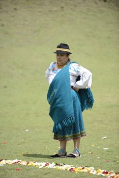 An Indian woman in traditional costume.