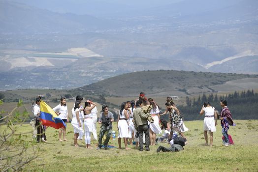 Archeological park Cochasqui, Ecuador, - June21, 2013.
The celebration of the summer solstice holiday, called Inti Raimy is held every end of the June (21-22) in the countries of Latin America like Peru and Ecuador.