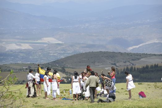 Archeological park Cochasqui, Ecuador, - June21, 2013.
The celebration of the summer solstice holiday, called Inti Raimy is held every end of the June (21-22) in the countries of Latin America like Peru and Ecuador.