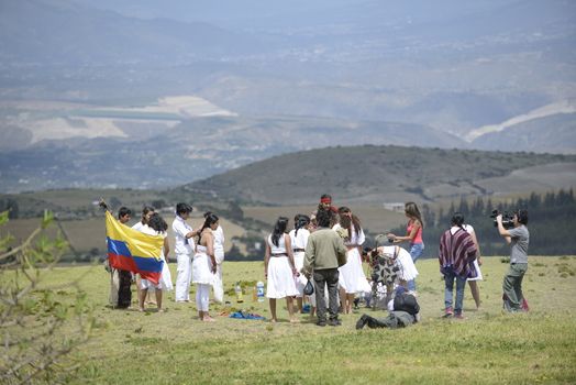 Archeological park Cochasqui, Ecuador, - June21, 2013.
The celebration of the summer solstice holiday, called Inti Raimy is held every end of the June (21-22) in the countries of Latin America like Peru and Ecuador.