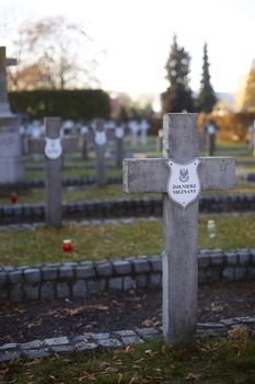 Crosses in a military cemetery in Poland