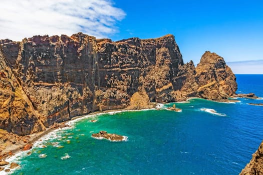 Crag in the Atlantic Ocean - peninsula Ponta de Sao Lourenco - east of Madeira