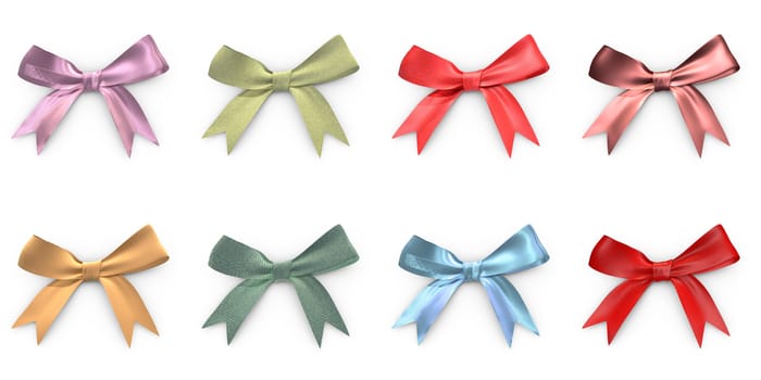 Eight Christmas ribbons with different materials