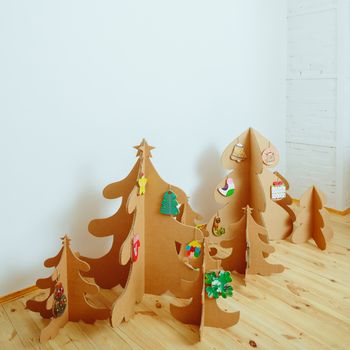 Christmas Tree Made Of Cardboard. Unique Trees. New Year