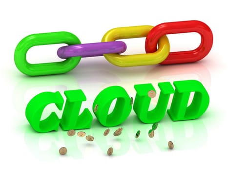 CLOUD- inscription of bright letters and color chain on white background