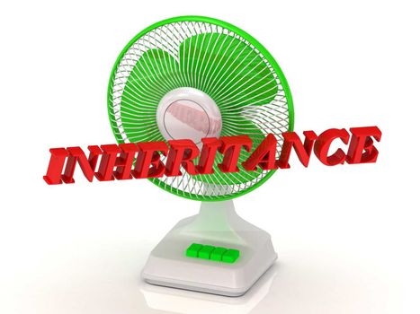 INHERITANCE- Green Fan propeller and bright color letters on a white background