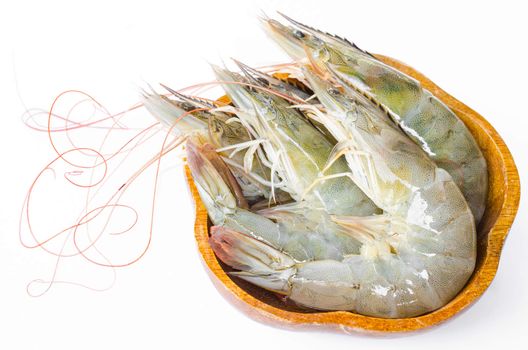king prawns in cup on white background.
