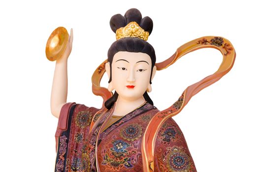 Chinese God on white background in chinese Tample , Thailand. Clipping path.
