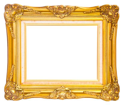antique gold frame isolated on white background, clipping path