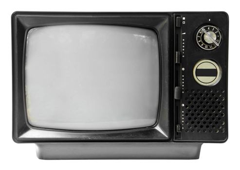 vintage television isolated on the white background, clipping path