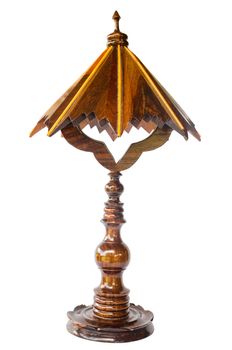 Vintage wooden lamp isolated on white background, clipping path.