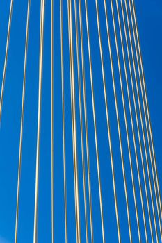 Closeup of cable-stayed bridge