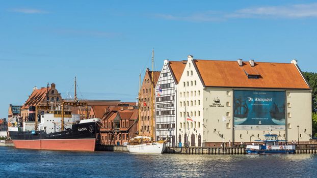 The Polish Maritime Museum in Gdansk, on July 11, 2013. In the foreground SS SOLDEK, ship-museum, coal and ore freighter, the first ship built in Poland after World War II.