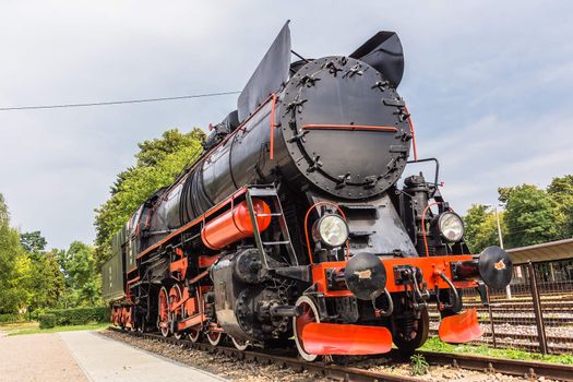 Old steam locomotive on a sidetrack