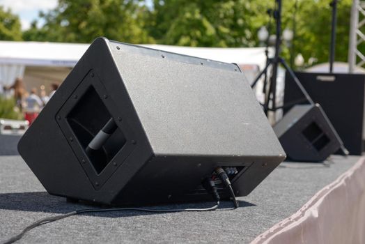 Black Sound monitor on the stage. Back side