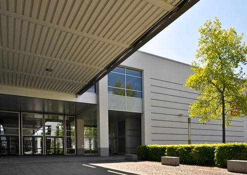 entrance glass doors in a modern office building