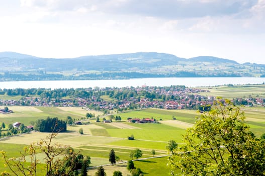 the green Valley with river and village