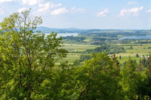 the green Valley with river and village