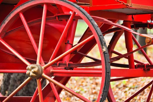 details of the red horse carriages