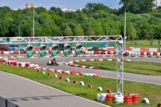go kart racing on circuit