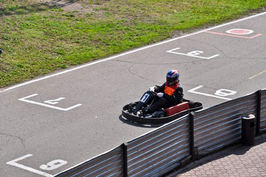 go kart racing on circuit