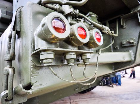 rear lights on a military truck closeup