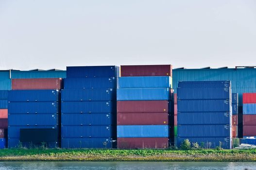 freight containers in sea cargo port of Rotterdam