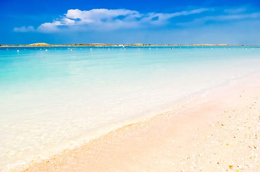 magical beach and clear water blue sky yellow sand