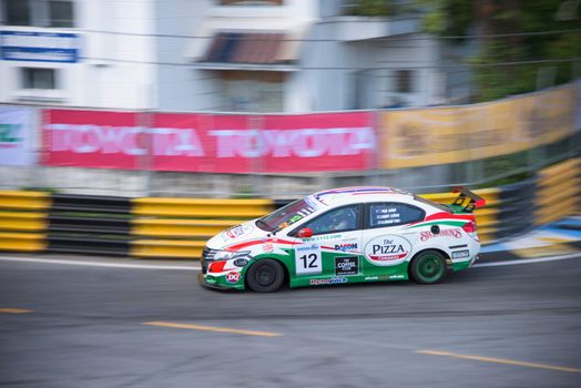 Bang Saen, Thailand - November 27, 2015: The car from the Pizza Company Team participating at the 6 hour race street race during Bang Saen Speed Festival at Bang Saen, Chonburi, Thailand.