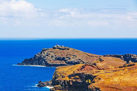 Island Ilheu da Cevada / do Farol with lighthouse - the most easterly point on Madeira - view from Ponta do Furado