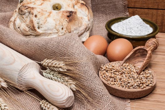 Bread, flour, eggs and wheat