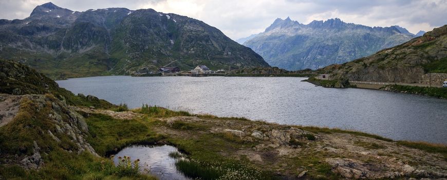 Grimsel lake by cloudy day, Bern, Switzerland