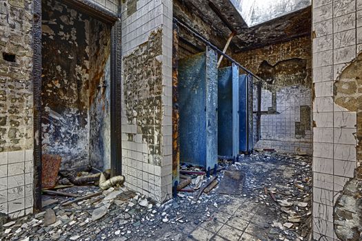 Old abandoned ruin factory damage building inside