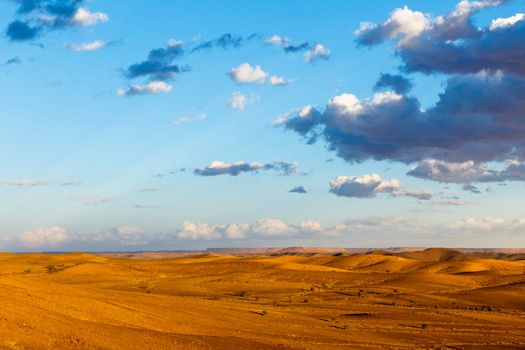 Beautiful Moroccan landscape, Sahara desert, sky and clouds