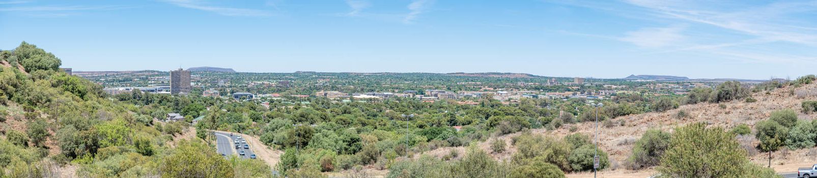 BLOEMFONTEIN, SOUTH AFRICA, NOVEMBER 27, 2015: Panoramic view of the Western parts of Bloemfontein, the capital city of the Free State Province