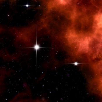 An image of a strange red nebula in space