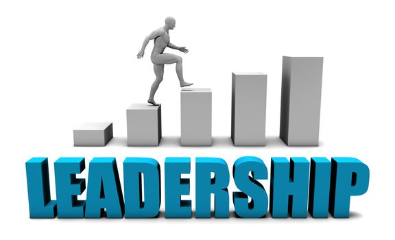 Leadership 3D Concept  in Blue with Bar Chart Graph