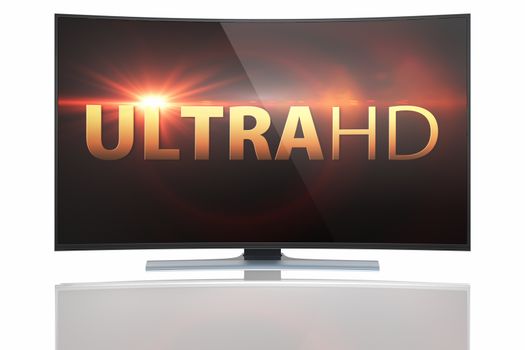 UltraHD Smart Tv with Curved screen on white background