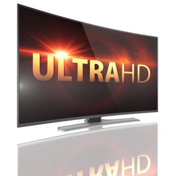 UltraHD Smart Tv with Curved screen on white background