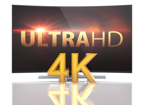 UltraHD Smart Tv with Curved screen on white background