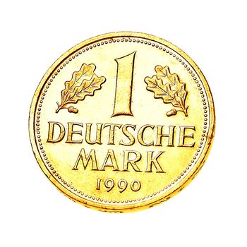 one german gold mark isolated on white background
