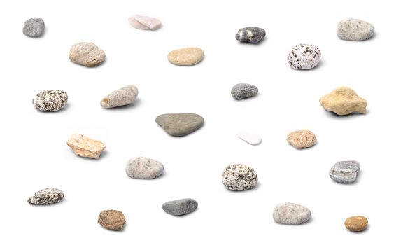 Set of a plenty stones isolated on white background.